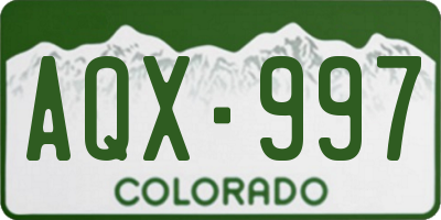 CO license plate AQX997