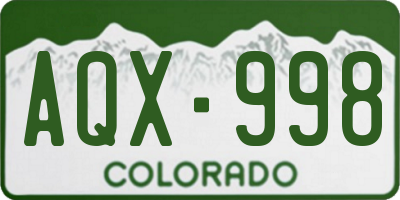 CO license plate AQX998