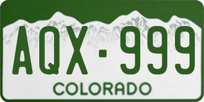 CO license plate AQX999