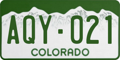 CO license plate AQY021