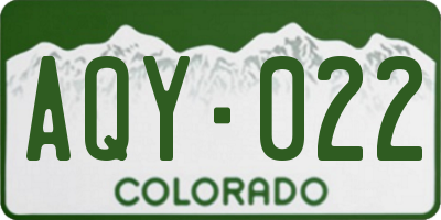 CO license plate AQY022