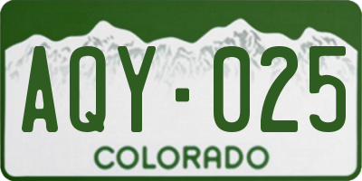 CO license plate AQY025