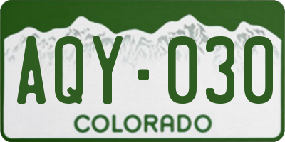 CO license plate AQY030