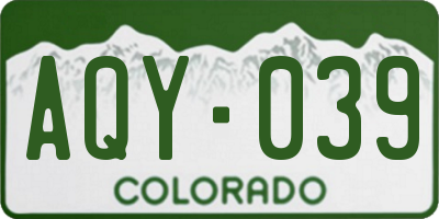 CO license plate AQY039