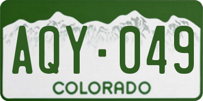 CO license plate AQY049