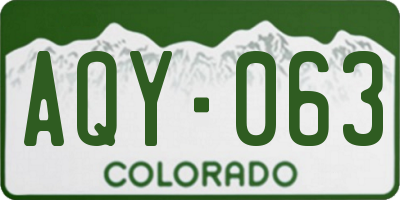 CO license plate AQY063
