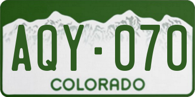 CO license plate AQY070