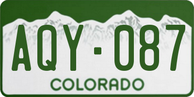 CO license plate AQY087