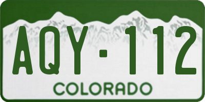 CO license plate AQY112