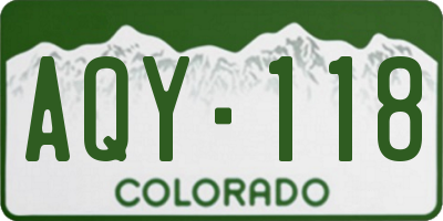 CO license plate AQY118