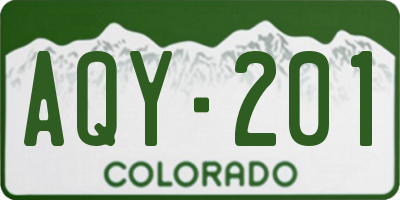 CO license plate AQY201