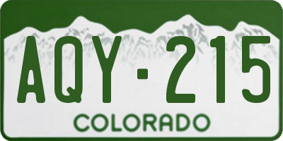 CO license plate AQY215