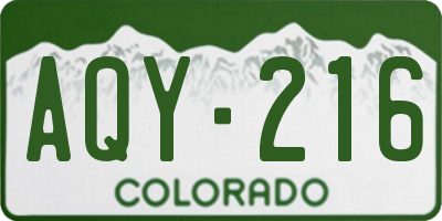 CO license plate AQY216