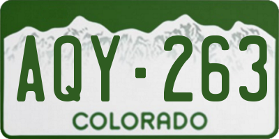 CO license plate AQY263