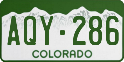 CO license plate AQY286