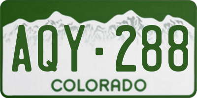 CO license plate AQY288