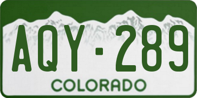 CO license plate AQY289
