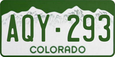 CO license plate AQY293