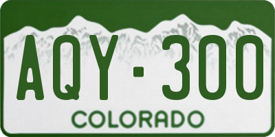 CO license plate AQY300