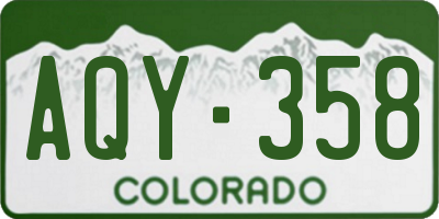 CO license plate AQY358