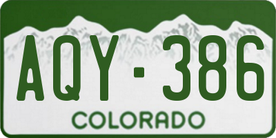 CO license plate AQY386