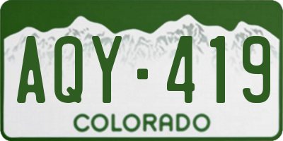 CO license plate AQY419
