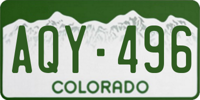 CO license plate AQY496