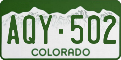 CO license plate AQY502