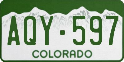 CO license plate AQY597