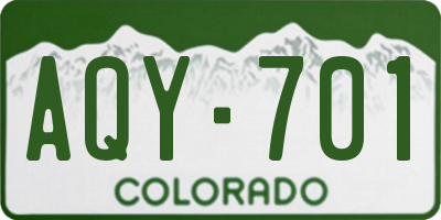 CO license plate AQY701