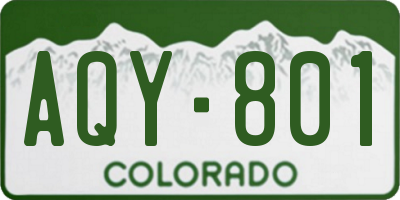 CO license plate AQY801
