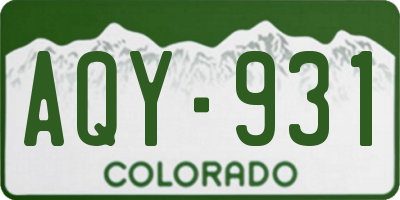 CO license plate AQY931