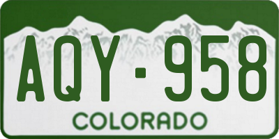 CO license plate AQY958