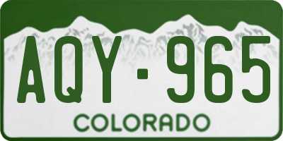 CO license plate AQY965