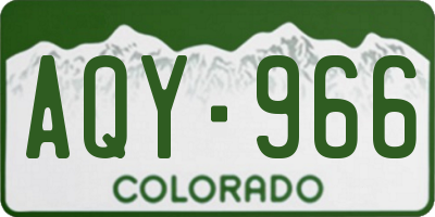 CO license plate AQY966