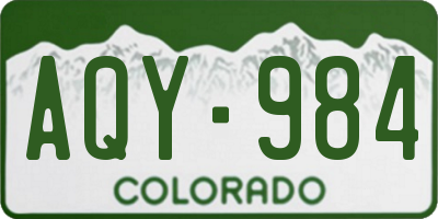 CO license plate AQY984
