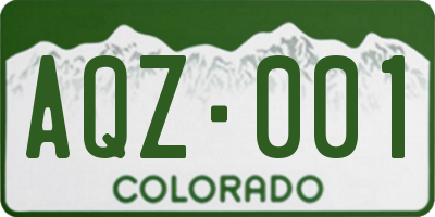 CO license plate AQZ001