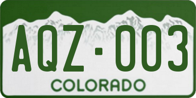 CO license plate AQZ003