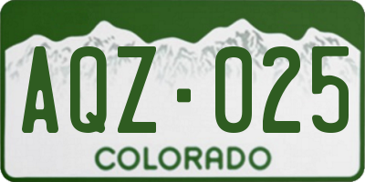 CO license plate AQZ025