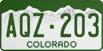 CO license plate AQZ203