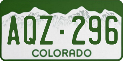 CO license plate AQZ296