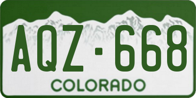 CO license plate AQZ668