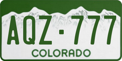 CO license plate AQZ777
