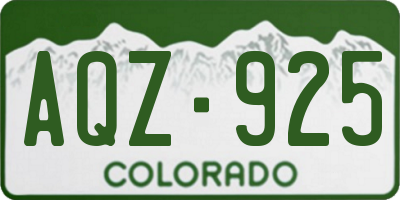CO license plate AQZ925