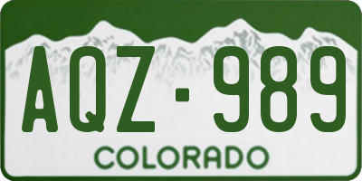 CO license plate AQZ989
