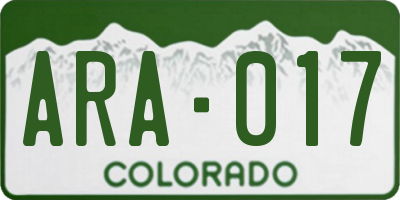 CO license plate ARA017