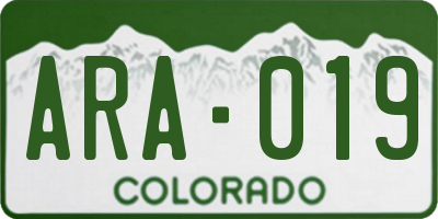 CO license plate ARA019