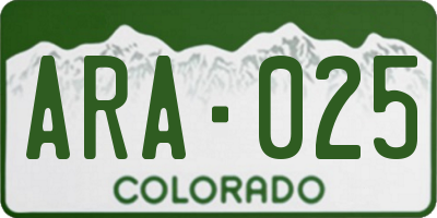 CO license plate ARA025