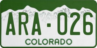 CO license plate ARA026