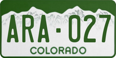 CO license plate ARA027